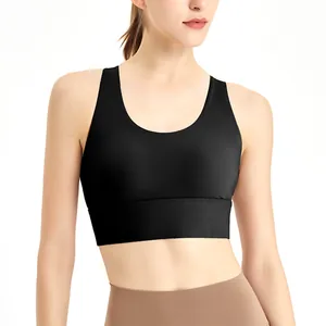 Black high-elasticity seamless sports bra for women yoga and fitness studio workout