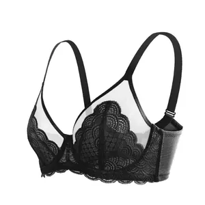 Elegant black lace bra featuring mermaid scale pattern and full coverage underwire support