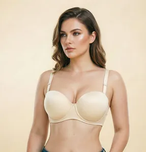 Plus size wireless beige tube top bra for wedding dresses and versatile outfits
