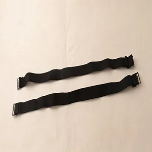 Pair of adjustable black high-elastic bra straps with metal hooks, detail accessory view.