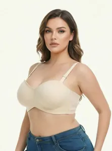 Nahtloser beige Push-up-BH für Damen, ideal für trägerlose Kleider oder den Sommer