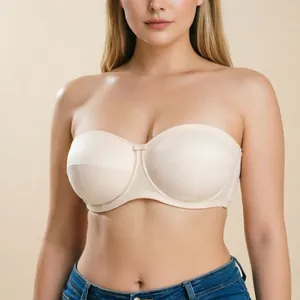 Reggiseno a Fascia Senza Spalline da Donna Antiscivolo Ultrasottile Push-up Senza Cuciture Per Abito da Sposa in Poliammide Top Invisibile