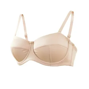 Elegante reggiseno push-up senza spalline color carne con ferretto e coppe ultra-sottili