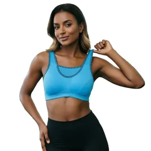 Ultra-thin full cup sports bra for women, wire-free breathable athletic underwear in blue
