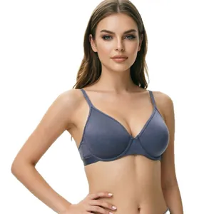 Reggiseno con ferretto ultra sottile stile europeo effetto opaco metallizzato blu