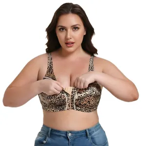 Sexy leopard print plus size wireless bra with soft support and comfortable fit for women