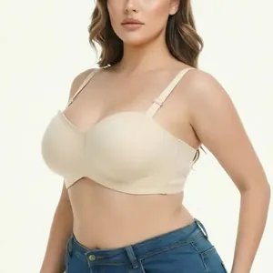 Reggiseno Senza Spalline Senza Cuciture Donna Push Up Antiscivolo Fascia in Fibra di Acetato per Matrimonio Festa Lingerie Sottile Invisibile Top
