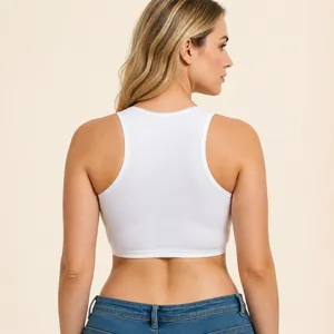 Comfortable white plus-size wireless bra with a sleek racerback design for women.