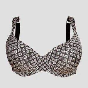 Vista dettagliata del reggiseno stampato taglie forti con ferretto e spalline larghe