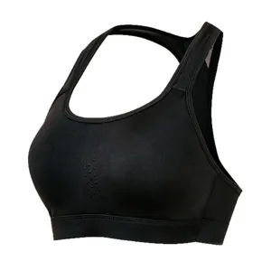 Reggiseno sportivo nero senza ferretto per yoga e fitness con design racerback e coppe sottili