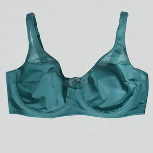 Elegant deep green plus size mesh bra with underwire for comfortable support and lift