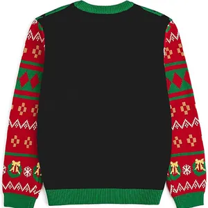 Vue arrière d'un pull de Noël festif en maille avec des motifs et des couleurs vives
