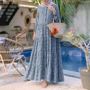 Bohemian tiered floral maxi dress with buttons for summer vacation look