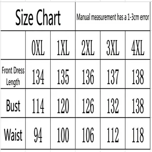 Detailed size chart for plus-size jacquard long dress with 0XL-4XL measurements
