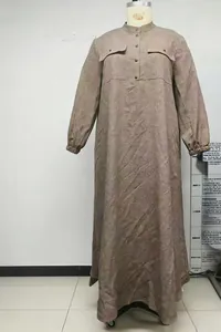 Modest plus size long-sleeved casual maxi dress displayed on a mannequin for women