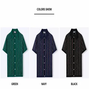 Polo in maglia a maniche corte a righe verticali in verde, blu navy e nero classico