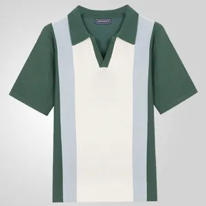 Polo de punto para hombre de manga corta con diseño color-block y cuello en V