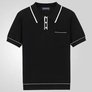 Men's short-sleeve knit Polo shirt with ribbed texture and white tipping detail