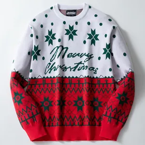 Feestelijke retro kersttrui voor heren met een mooi Merry Christmas tekstontwerp