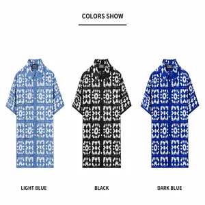 Retro heren poloshirt van gehaakt breisel in etno-stijl verkrijgbaar in blauw en zwart voor de zomer