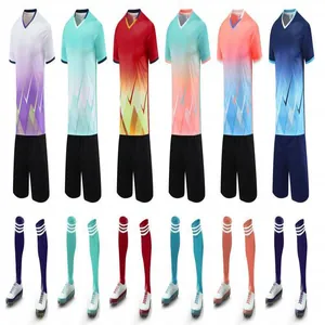 Ensembles de football multicolores à séchage rapide comprenant maillots, shorts et chaussettes