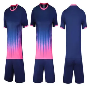 Navy blue and pink gradient soccer uniform set including jersey and matching shorts