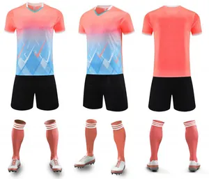 Ensemble de maillot de football à séchage rapide dégradé rose et bleu pour adultes