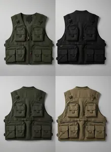 Multi-pocket outdoor utility vests for fishing and photography in various colors
