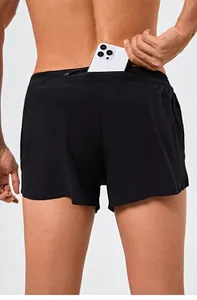 Men's quick-dry sports shorts featuring back zipper pocket for phone storage.