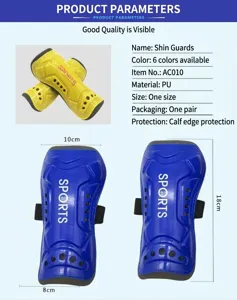 Detailed soccer shin guards specifications including 18cm height and PU material