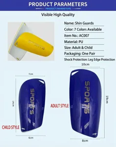 Protective soccer shin guards for adults and kids featuring PU material and EVA padding