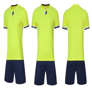 Front, side, and back views of a neon yellow quick-dry soccer training uniform set