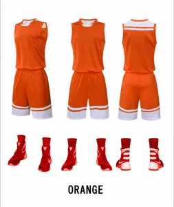 Vue détaillée de l'ensemble de basket orange avec des chaussures de sport assorties