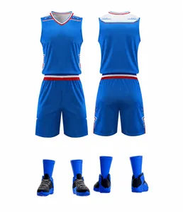 Completo professionale da basket stile americano blu reale con scarpe sportive coordinate