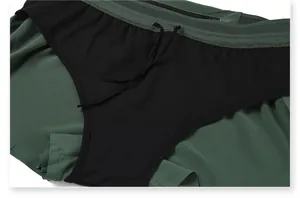 Close-up detail of the interior liner and rear zipper pocket on quick-dry athletic shorts