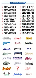 Stili di carattere e numeri personalizzati per la stampa di maglie basket