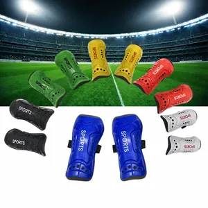 Set of colorful professional soccer shin guards for adults and children with EVA padding