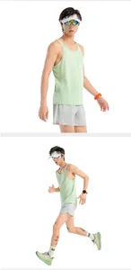 Detailed view of breathable light green marathon running tank top with wind-tunnel mesh