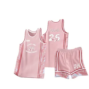 Completo basket rosa stile americano ad asciugatura rapida con canotta e pantaloncini sport