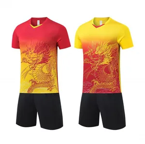Quick-dry dragon boat racing uniforms with traditional dragon print in red and yellow