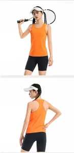 Athletic orange racerback tank top with quick-dry mesh for marathon running and fitness