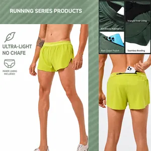 Men Quick Dry Double Layer Sports Shorts With Built-in Lining Running Training Basketball Elastic Marathon Shorts