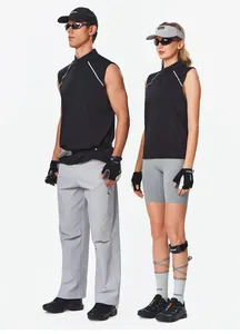 Gilet de sport sans manches à séchage rapide pour hommes et femmes, débardeur noir