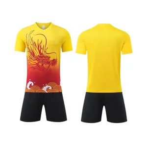 Men's quick-dry dragon boat jersey set with yellow and red dragon graphic design
