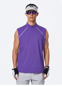 Vue de face d'un gilet de sport violet à séchage rapide pour le running et le fitness