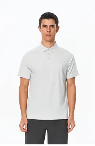Men's light gray high-elastic sports polo shirt with moisture-wicking ice-feel fabric