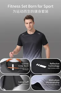 Vue détaillée du t-shirt de sport pour hommes en soie glacée à séchage rapide et réfléchissant