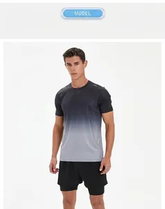 Ensemble de sport séchage rapide pour hommes avec t-shirt dégradé et short noir