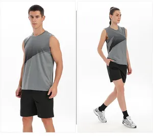 Débardeur de sport respirant à séchage rapide pour hommes et femmes en tissu gris