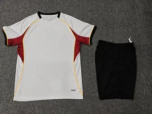 Detail view of the breathable quick-dry soccer jersey and matching black training shorts